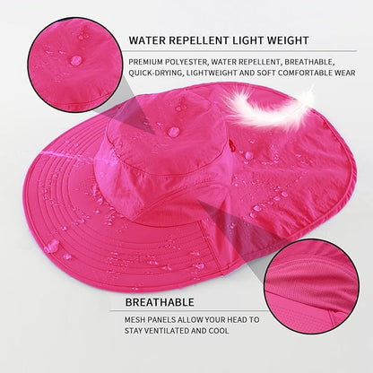 Home Prefer Outdoor UPF50+ Sun Hat Wide Brim Mesh Fishing Hat with Neck Flap