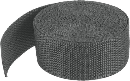 MECCANIXITY Lightweight Polypropylene Webbing Strap 1 1/2" 5 Yard Backpack Strapping Band Dark Grey for Outdoor Luggage Cargo Straps