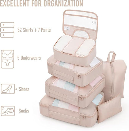 Veken 8 Set Packing Cubes, Gifts for Women Mom Her, Christmas Personalized Cruise Ship Travel Essentials Accessories for Beach Vacation, Suitcase Organizer Bags for Luggage with Hanging Toiletry Bag
