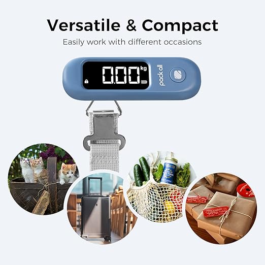 pack all 110 Lbs Luggage Scale, Digital Handheld Baggage Scale, Travel Suitcase Weight Scale with LCD Display, Battery Included, Navy