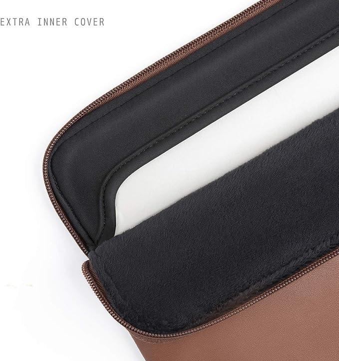 Comfyable Slim Protective Laptop Sleeve Compatible with 13/13.3/14 Inch MacBook Air & MacBook Pro, Mac Travel Case, Laptop Pouch, Slim PU Leather Cover M5/M4/M3/M2/M1 2025-2021, Brown