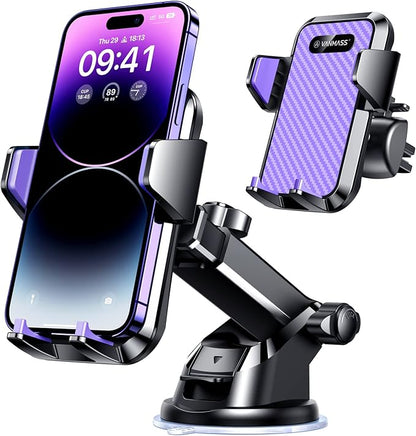 VANMASS 【85+LBS Strongest Suction & Military-Grade】2025 Ultimate Car Phone Mount【Patent Safety Certs】Cell Phone Holder Truck Stand Dashboard Windshield Vent for iPhone 16 15 Pro Max 14 Samsung, Purple
