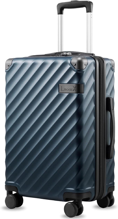 Carry On Luggage 22x14x9 Airline Approved, KVC Expandable Polycarbonate Hard Shell Suitcase for Travelling (EX-Core, Navy, 20 Inch, 40L-44L)
