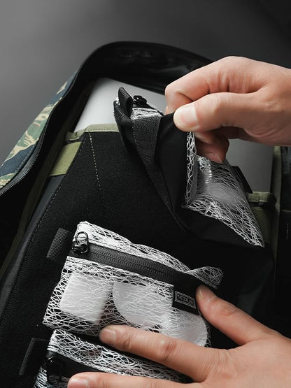TACTICAL_GEEK Storage A5 EDC Storage Pouch Set, Molle EDC Gadget Pouch, Multi-Functional Utility Small Tool Pocket for Daily Carry (Transparent Grid)