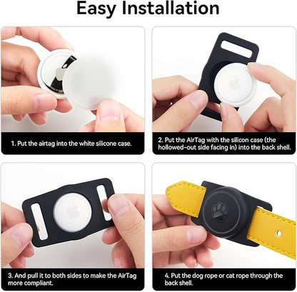 for Airtag Dog Collar Holder 2 Pack,Waterproof Dog Collar Holder for Apple AirTag, Silicone Air Tags Case for Dog Collars(Black)