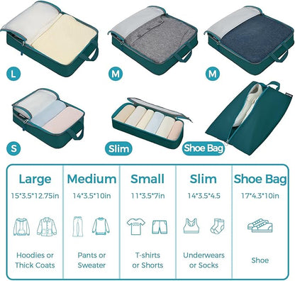 BAGAIL 6 Set Ultralight Compression Packing Cubes Packing Organizer for Travel Accessories Luggage Suitcase Backpack