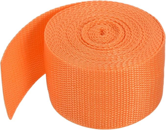 MECCANIXITY Lightweight Polypropylene Webbing Strap 2" 5 Yard Backpack Strapping Band Light Orange for Outdoor Luggage Cargo Straps