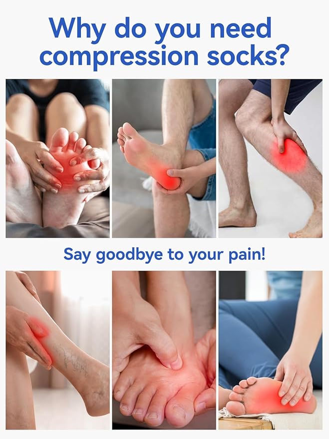 Compression Toe Socks for Men and Women 15-20mmHg, 3 Pairs, Knee High Five Finger Stockings