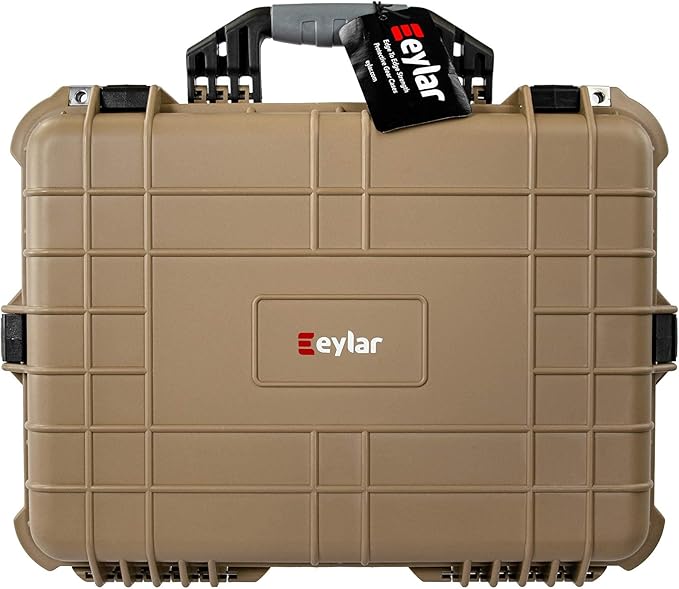 Eylar 20 Inch Large Protective Camera Hard Case Water and Shock Proof With Foam Tan