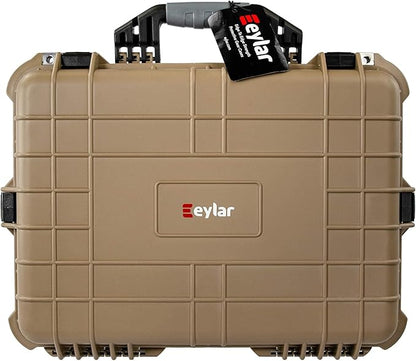 Eylar 20 Inch Large Protective Camera Hard Case Water and Shock Proof With Foam Tan