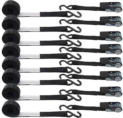 XSTRAP STANDARD Ratchet Straps, 900 LB Break Strength, 8-Pack 10FT Ratchet Tie Down Straps Set for Motorcycle Straps Tie Downs, Appliances, Lawn Equipment, Logistic Cargo Straps for Trucks (Black)