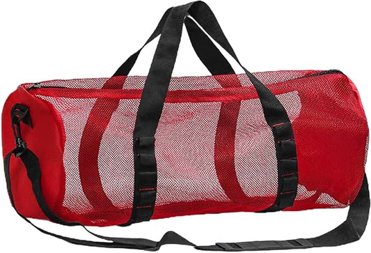 Mesh Gym Bag -Mesh Duffle Bags, Multifunctional Cylindrical Bag With Adjustable Strap, Portable Snorkeling Equipment Carry | Large Capacity Gym Bags, Snorkel Gear With Inside Hook For Travel