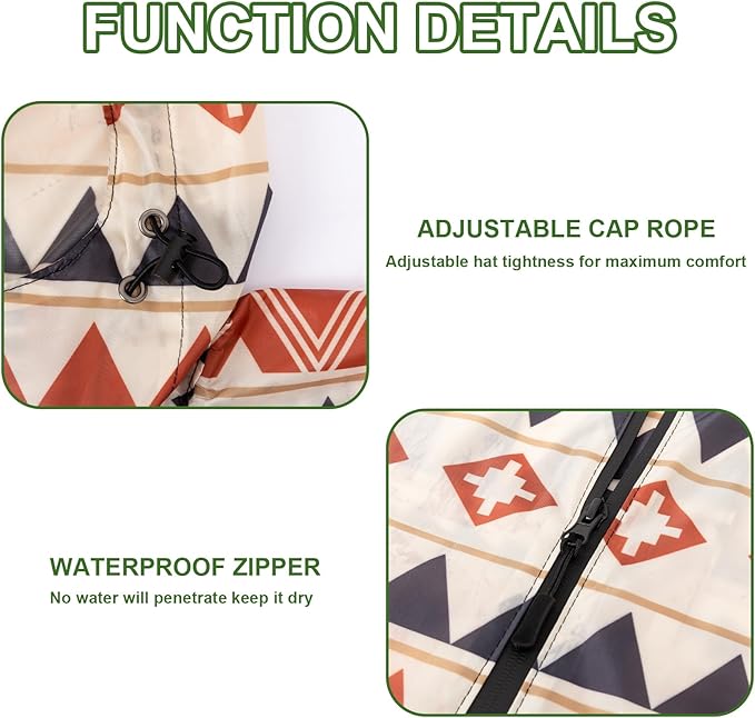 Hooded Rain Ponchos for Adult - Rain Coat and Rain Jacket with Waterproof Pocket and Zipper