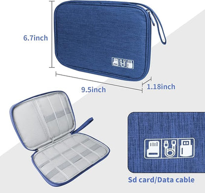 Electronics Travel Organizer,Portable Waterproof Electronic Travel Storage Bag for Small Charging Cord Storage,Charger,Small Electronics,SD Card etc,for Travel,Business -Navy Blue