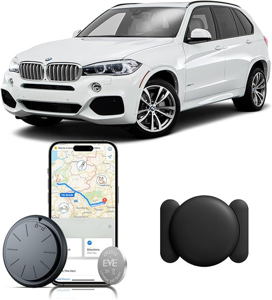 Car GPS Tracking Device for Vehicles, 1PCS Real Time GPS Tracker, Work with Find My (iOS Only),Hidden Mini GPS Tracker,No Monthly Fee (Black Tracker, Black Magnetic Case)