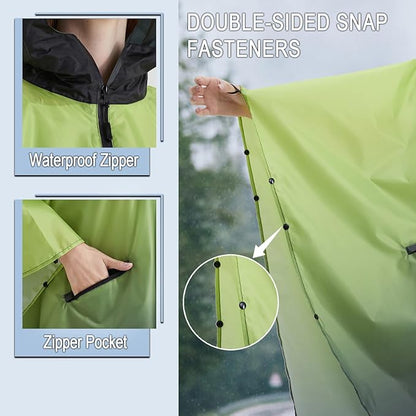 Fashion Hooded Rain Poncho Waterproof Raincoat Jacket with pocket for Women/Men/Adult