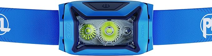 PETZL ACTIK Headlamp - Powerful 450 Lumen Light with Red Lighting, for Hiking, Climbing, Running, and Camping - Blue