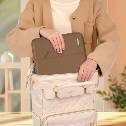 MOSISO Laptop Case 16 inch, 15-15.6 inch Laptop Sleeve Compatible with MacBook Pro 16 M4 M3 M2 M1, HP Acer Dell Lenovo ASUS Notebook, Polyester Vertical Computer Sleeve Bag with Pocket, Mocha