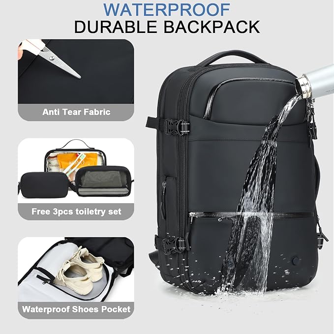 SOAEON Vacuum Backpack with Pump,Waterproof Underseat Carry on Bag with Vacuum Seal Compression Backpack for Airplane