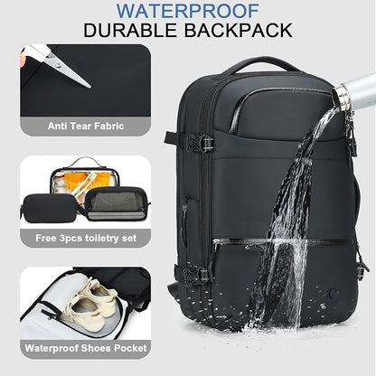 SOAEON Vacuum Backpack with Pump,Waterproof Underseat Carry on Bag with Vacuum Seal Compression Backpack for Airplane