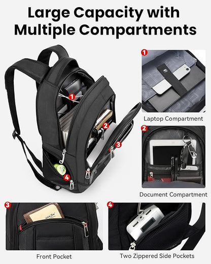 CROSSGEAR Travel Laptop Backpack, Large Computer Business Backpack Fits 17.3 Inch Laptop, Multi-pocket, Breathable Padded, Water Resistant Casual Daypacks for Men Women