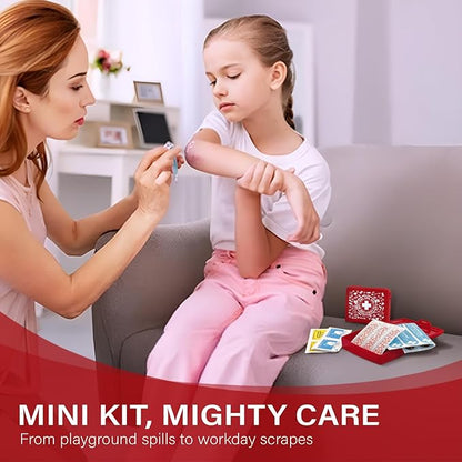 EVERLIT Pocket-Aid Mini First Aid Kit | Compact, Portable Hard-Shell Cases of 50 Items | Cuts, Scrapes, Wound Care Essentials for Travel, Outdoor, School, Camping, Home, Office (48 Packs | 2400 Pcs)
