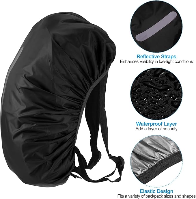 PATIKIL Waterproof Backpack Rain Cover, Non-Slip Backpack Cover with Vertical Reflective Strap Stay Dry