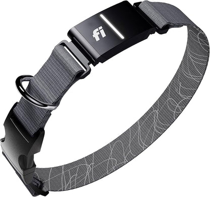 New Fi Series 3+ Smart Dog Tracker Collar [12 Month Membership Included] GPS Tracker for Dogs with Health & Behavior Monitoring, Escape Alerts, Waterproof, LED, Apple Watch Compatible (Gray, Medium)