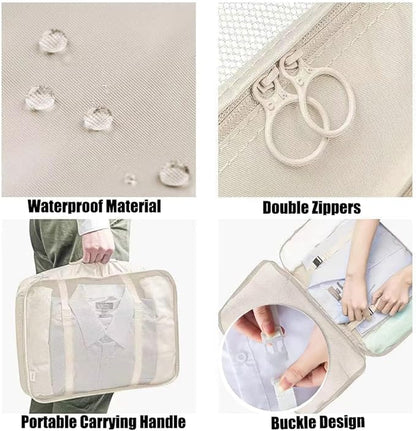 8 Set Packing Cubes, Travel Luggage Packing Organizers (Beige)