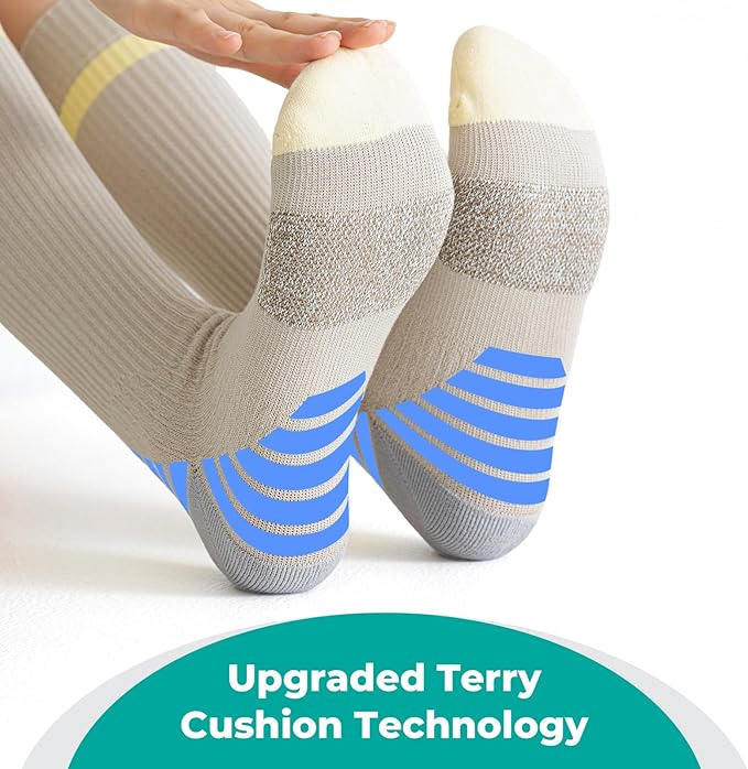 TINYLEMON Wide Calf Compression Socks for Women & Men 15-20 mmHg Cushioned Sole Knee High Support Socks for Long Hours & Daily Wear