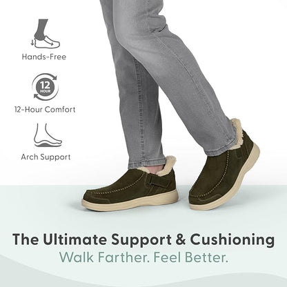 Orthofeet Men's Orthopedic Leather Vito Hands-Free Slipper