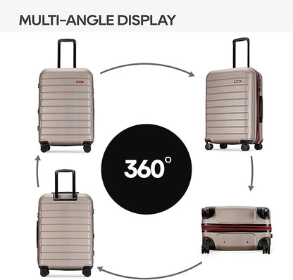 GinzaTravel ABS Luggage with TSA Locks,Large 28-Inch Expandable, and Friction-Resistant in Champagne Spinner Suitcases
