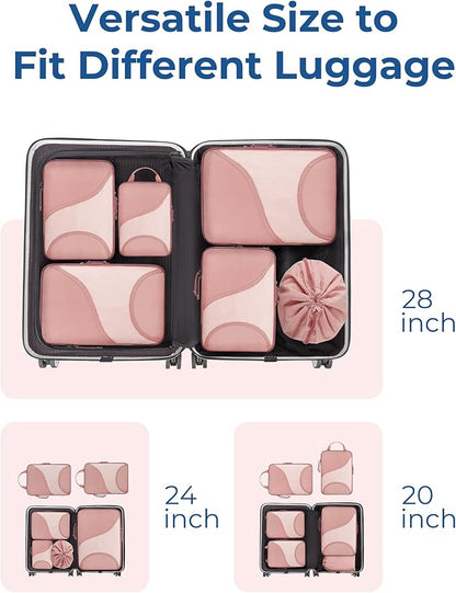 BAGSMART Compression Packing Cubes - 6 Set Travel Packing Cubes for Suitcases, Compression Suitcase Organizers with Shoe Bag