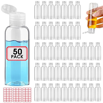 50 Pack Empty 3.4 oz Travel Bottles Tsa Approved Leakproof Plastic Squeezable Small Bottles for Toiletries Liquids Travel Essentials with Flip Cap