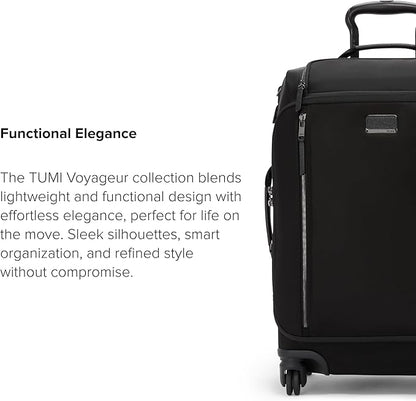 TUMI - Voyageur Leger 4 Wheeled Luggage - Women's Lightweight and Spacious, Sleek Silhouette, Durable Premium Suitcase - 21.8" International Expandable Carry-On, Black with Gunmetal Hardware
