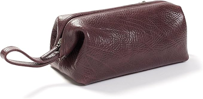 Leatherology Premium Espresso Framed Toiletry Bag - Wide-mouth zippered opening, interior and exterior zippered compartments, compact and functional