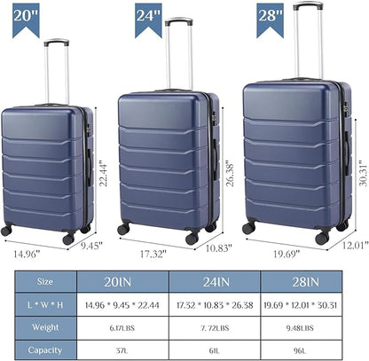 OLIXIS 21 Inch Carry-On Luggage, Hardside Suitcase with Spinner Wheels, Lightweight ABS Hard Shell Travel Luggage, TSA Approved Lock, Expandable Small Suitcase for Business & Travel–Blue