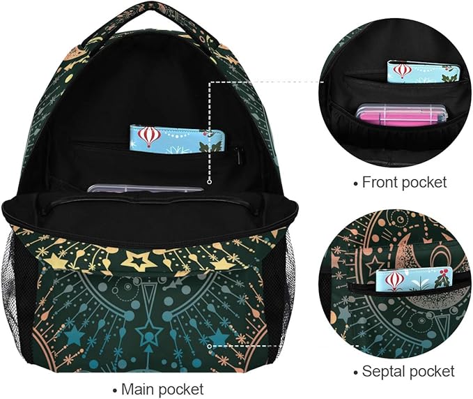 ALAZA Moon & Star Alchemy Magical Large Backpack Personalized Laptop iPad Tablet Travel School Bag with Multiple Pockets