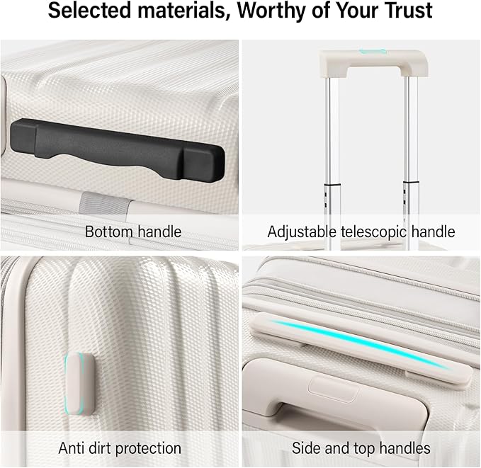 Hanke Expandable Hardshell Luggage Sets 2 Piece Extra Large Suitcases with Lock,28 Inch Luggage with Spinner Wheels, Travel Suitcase for Women Men 20 29Inch,Ivory White