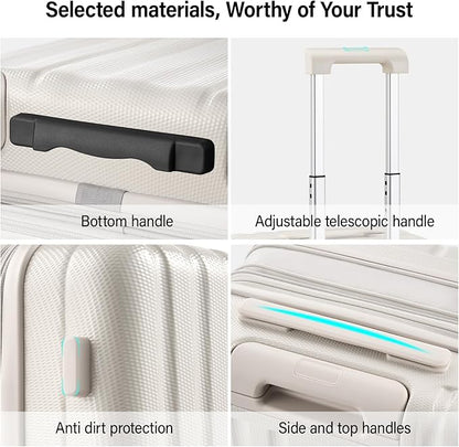 Hanke Expandable Hardshell Luggage Sets 2 Piece Extra Large Suitcases with Lock,28 Inch Luggage with Spinner Wheels, Travel Suitcase for Women Men 20 29Inch,Ivory White
