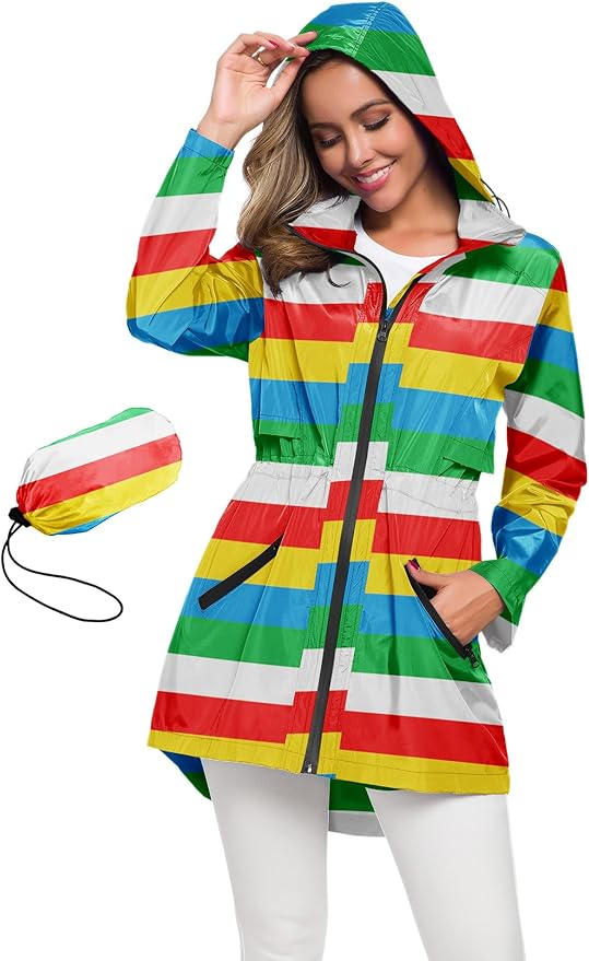 Avoogue Women's Long Raincoat with Hood Outdoor Lightweight Windbreaker Rain Jacket Waterproof