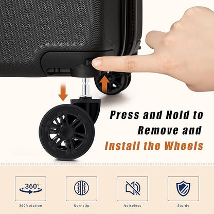 Expandable Carry on Luggage Sets,Suitcases with Detachable Wheels Hardshell 22x14x9 Airline Approved,Lightweight Luggage Set with TSA Lock,Carry on Suitcase