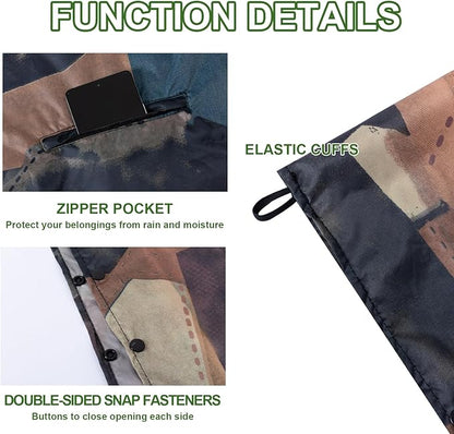 Hooded Rain Ponchos for Adult - Rain Coat and Rain Jacket with Waterproof Pocket and Zipper