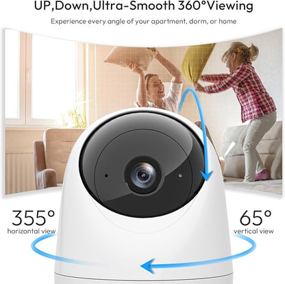 2K Pan/Tilt Security Camera for Baby Monitor 5G&2.4G WiFi, Dog Camera with Sound Detection, Motion Detection, 2-Way Audio, Siren, Night Vision, Cloud & SD Card Storage, Works w/Alexa