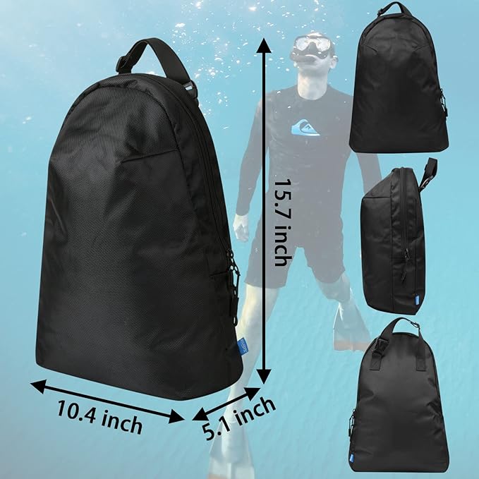Xxerciz Gear Bag for Snorkel Equipment, Nylon Diving Bag Snorkel Bag Backpack for Mask, Fins, Swimming Gear, Beach and Sports Equipment (15.7" x 10.4" inch)