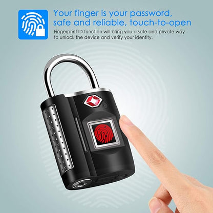 Fingerprint Lock, TSA Approved Smart Digital Locker Lock for Gym, Luggage, Travel, House Door, Suitcase, Backpack, School, Bike,Office, Keyless