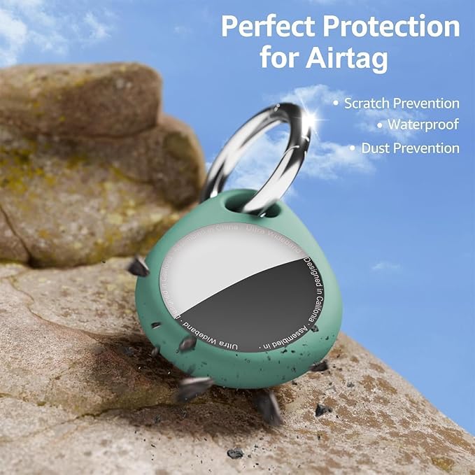 Holder for Air Tags-4 Pack for Apple for AirTag Holder Keychain, Waterproof TPU Shell Protective Case with Keychain, for Air tag Accessories for GPS Item Tracker, Yellow/Pink/Purple/Green