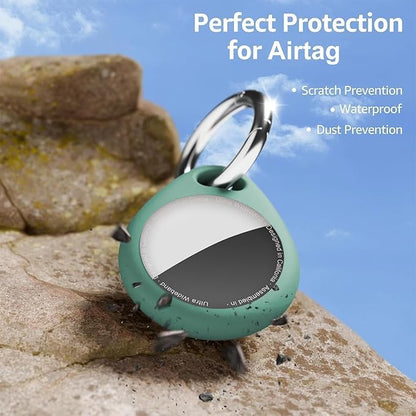 Holder for Air Tags-4 Pack for Apple for AirTag Holder Keychain, Waterproof TPU Shell Protective Case with Keychain, for Air tag Accessories for GPS Item Finder Tracker, Black/Gray/Blue/Green