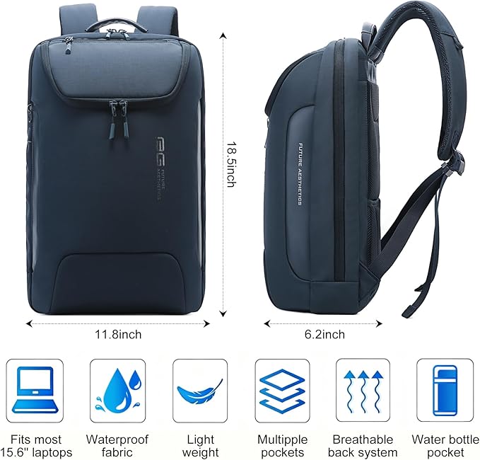 BANGE Ergonomic Anti-Theft Laptop Backpack for Men & Women, 15.6 Inch Business Travel Backpack, Waterproof Lightweight Durable Rucksack for Office, College, Outdoor
