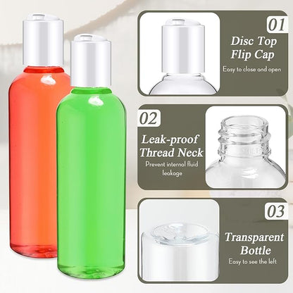 Roshtia 100 Pcs 3.4 oz Travel Bottles for Toiletries Clear Plastic Travel Size Containers Leak Proof Empty Refillable Liquid Containers Squeezable for Lotion Face Cream Shampoo Essential Oil (White)